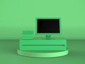 Green cashier machineÃÂ orÃÂ cash register on green background